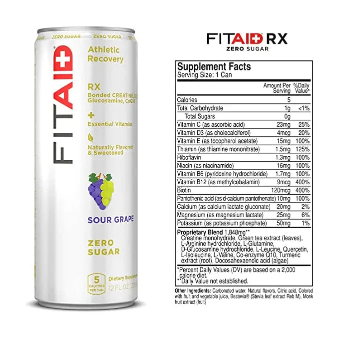 FITAID RX ZERO® Sabor Sour Grape - Bebida de Recuperación con Creatina y Sin Azúcar