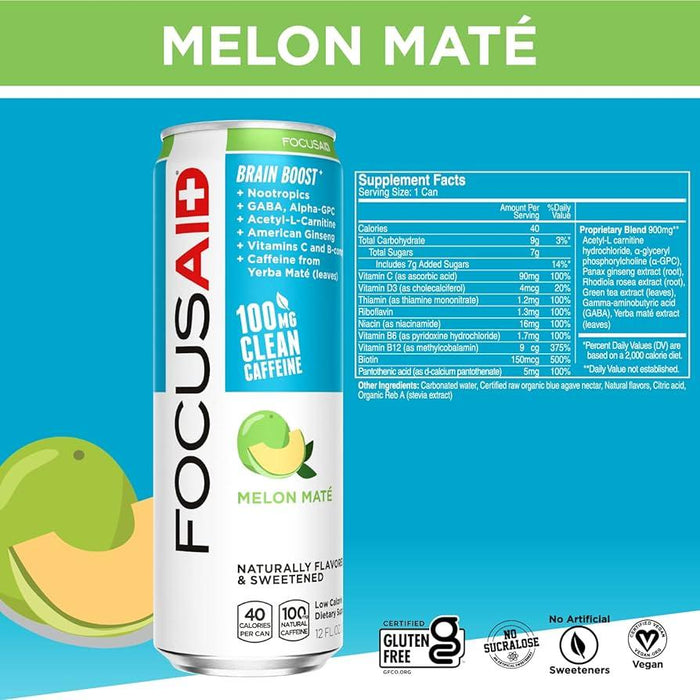 FOCUSAID® Sabor Melon Maté - Bebida para Mejorar la Concentración