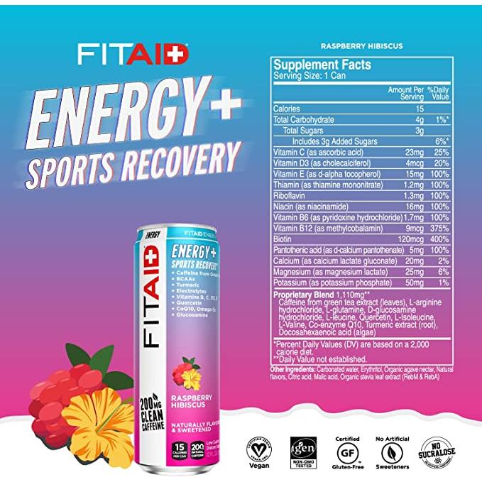 FITAID ENERGY® Sabor Raspberry Hibiscus - Bebida Energética y Recuperación Deportiva