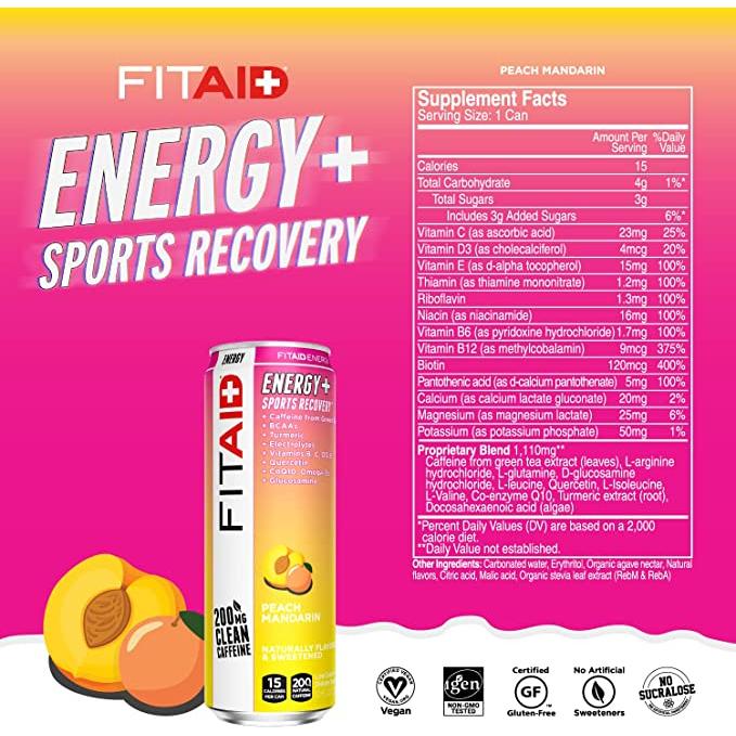 FITAID ENERGY® Sabor Peach Mandarin - Bebida Energética y de Recuperación Deportiva