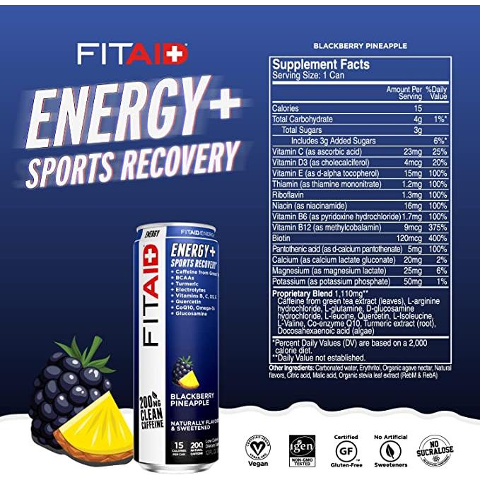 FITAID ENERGY® Sabor Blackberry Pineapple - Bebida Energética y Recuperación Deportiva